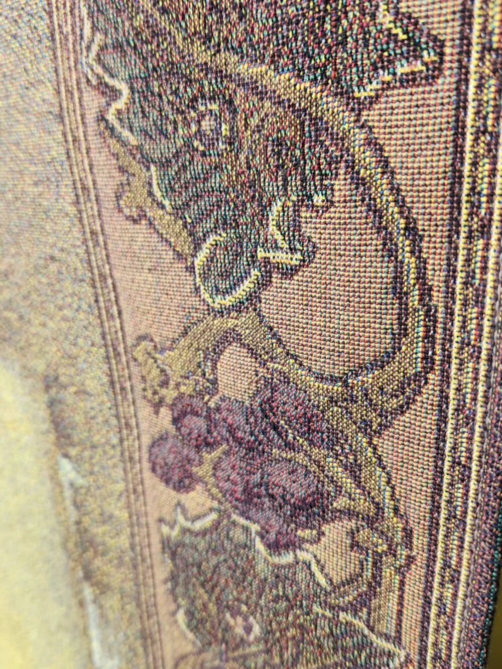 VTG Woven Tapestry Wall Hanging Wine Cellar Scene 42x52 Riddle & Cockrell